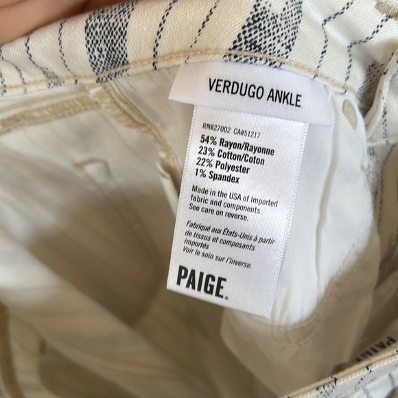 NWOT Paige White Nori Pinstripe Verdugo Ankle Stretch TRANSCEND Skinny Jeans - Picture 14 of 16